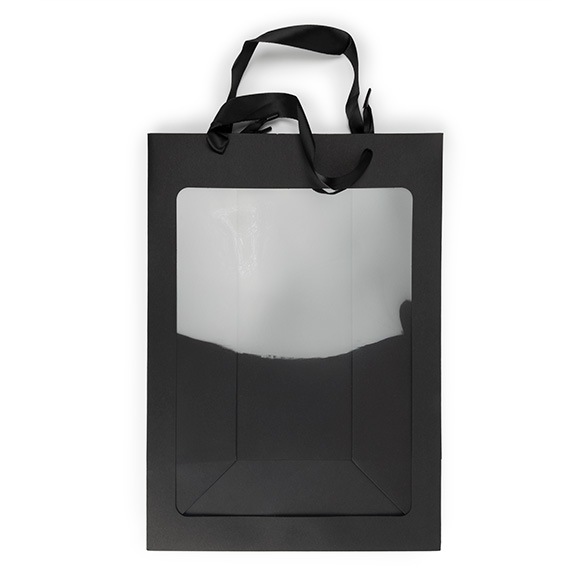 Cadeautasjes Zwart met Venster 24,9x15,2x35,1cm (10 stuks) [GMBW3B]