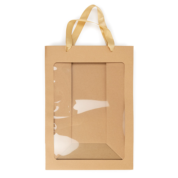 Cadeautasjes Kraft met Venster 24,9x15,2x35,1cm (10 stuks) [GMBW3K]
