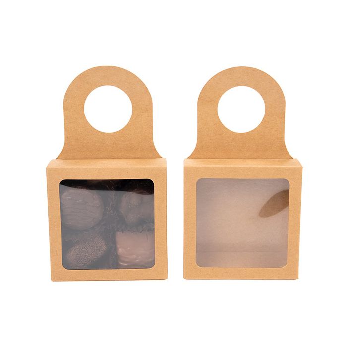 Kraft Doosje met Venster 9 x 3 x 9 cm (25 stuks) [FS356]