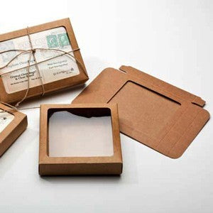 Kraftdoosjes 10,5x2,2x10,5cm Uitgesneden Venster (25 stuks) [WKR245]