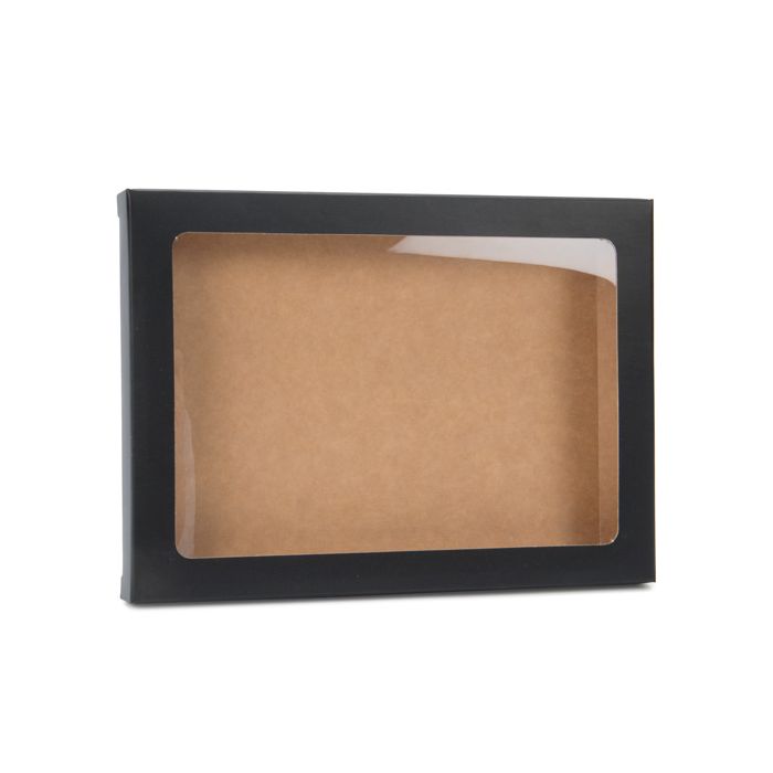 Kraft Gift Boxes Matt Black 13.7x1.5x18.7cm with Window