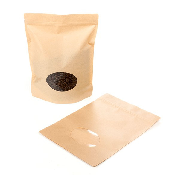 Stazakken Kraft met ovaal Venster 21x9x29cm | 510 gram (100 stuks) [ZBGO5K]