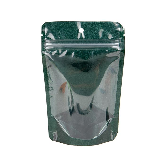 Stazakken Transparant/Glitter Groen 10,2x6x15,2 cm (100 stuks) [ZBG2GLGR]