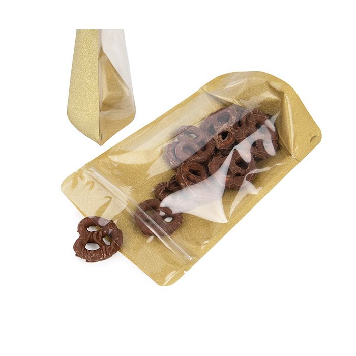 Stazakken Transparant/Glitter Goud 13x7,9x20,6 cm (100 Stuks) [ZBG3GLG]