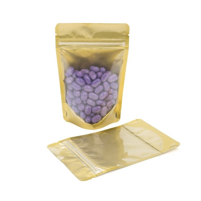 Stazakken Transparant/Goud 10,2x6x15,2cm | 57 gram (100 stuks) [ZBGGC2]