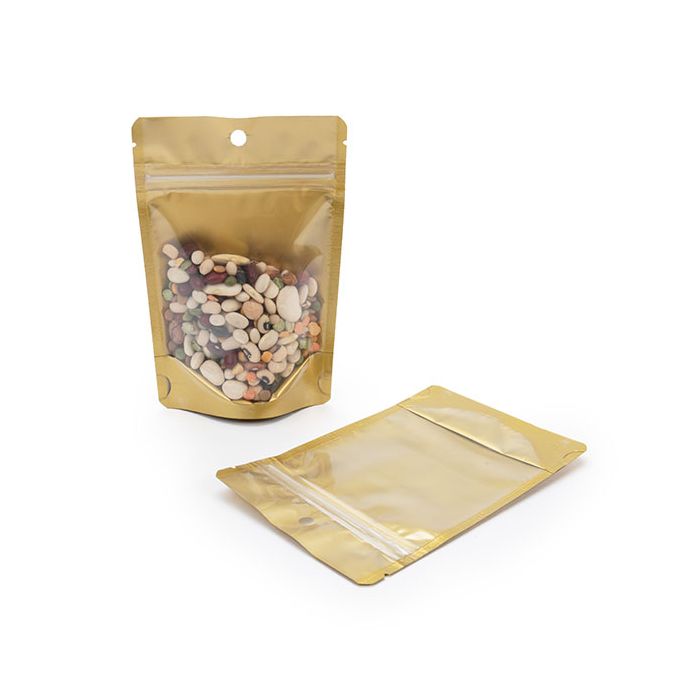 Stazakken Transparant/Goud 10,2x6x15,2cm Met Ophanggat (100 Stuks) [ZBGGC2H]