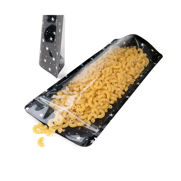 Stazakken Transparant/Zwart Holografisch Sterren 10,8x6x23,8 cm met Ophanggat (25 stuks) [ZBGHB1NC]