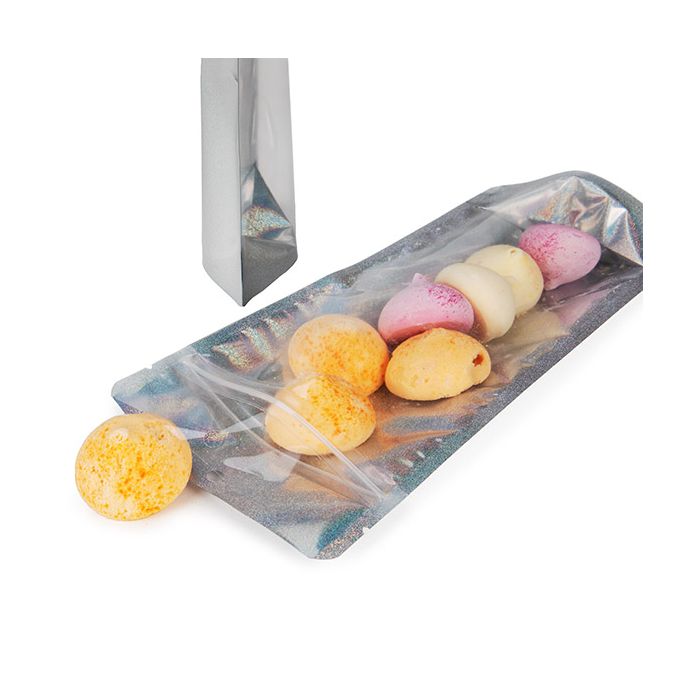 Stazakken Transparant/Holografisch Glitter 10,8x6x23,8 cm met Ophanggat (25 stuks) [ZBGHG1NC]