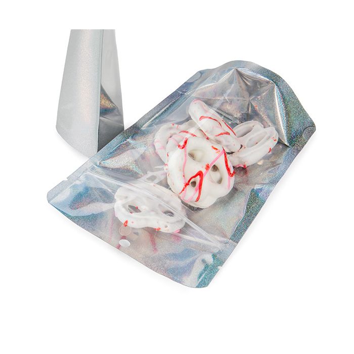 Stazakken Transparant/Holografisch Glitter 10,2x6x15,2 cm met Ophanggat (25 stuks) [ZBGHG2C]