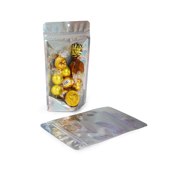 Stazakken Transparant/Holografisch Glitter 13x7,9x20,6 cm met Ophanggat (25 stuks) [ZBGHG3C]