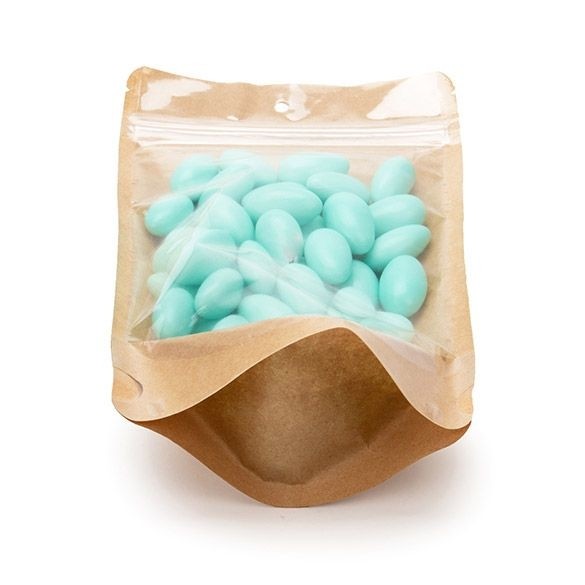 Stazakken Transparant/Kraft 13x8x20,5cm | 113 gram met rond ophanggat (100 stuks) [ZBGKC3H]