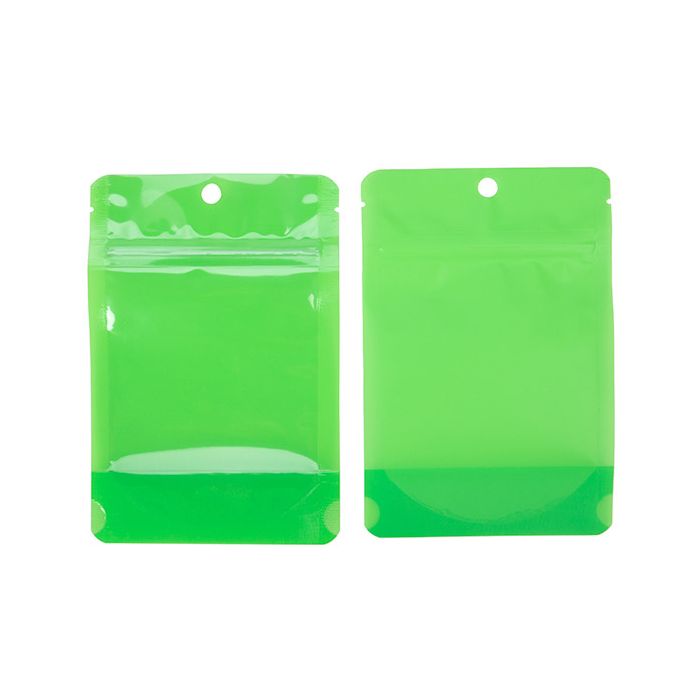 Stazakken Transparant/Neon Groen 10,2x6x15,2 cm (100 Stuks) [ZBGN2GR]