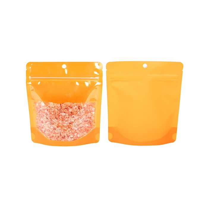 Stazakken Transparant/Neon Oranje 15,9x6,4x14,6 cm met Ophanggat (100 stuks) [ZBGNSHZOR]