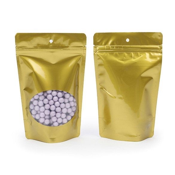 Stazakken Goud met ovaal Venster 13x7x20,5cm | 113 gram met Rond Ophanggat (100 stuks) [ZBGO3GH]