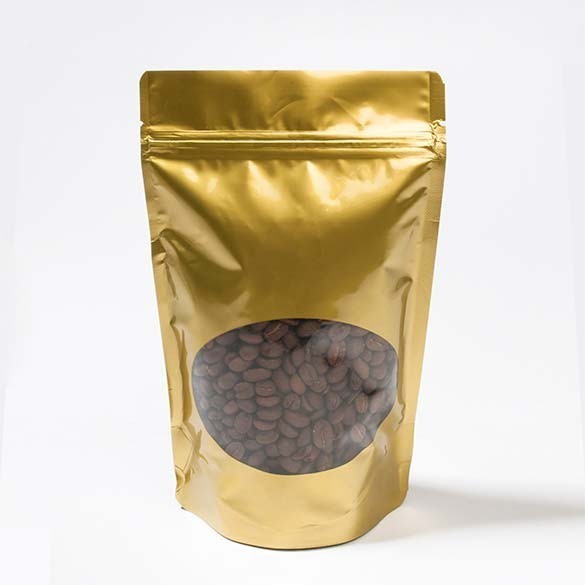 Stand Up Pouches Gold with oval Window 21x9x29cm | 510 grams