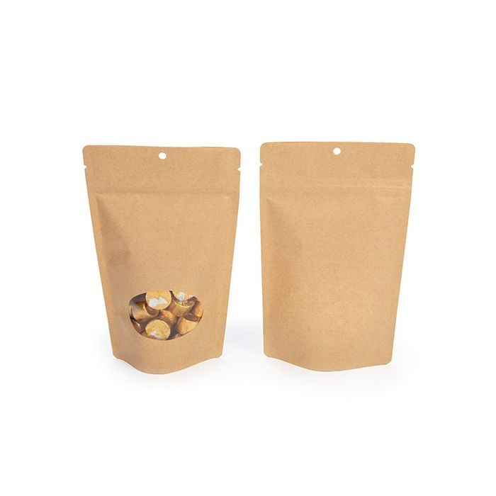 Stazakken Kraft met ovaal Venster 13x7x20,5cm | 113 gram met rond ophanggat (100 stuks) [ZBGO3KH]