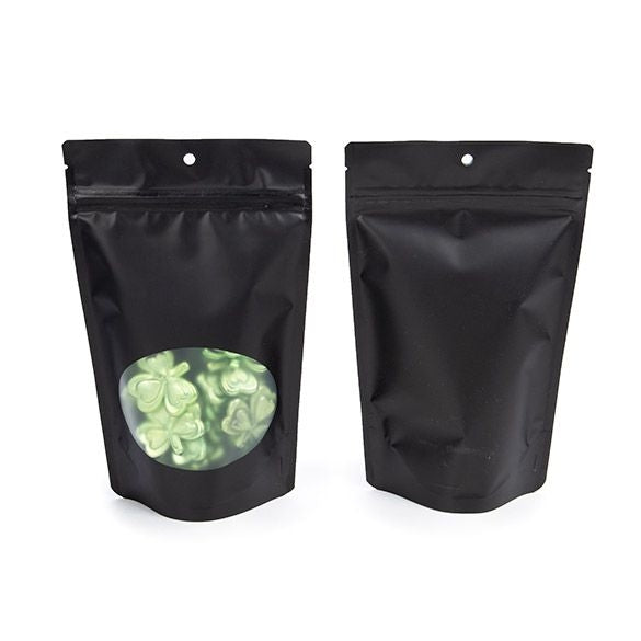 Stazakken Mat Zwart met ovaal Venster 13x7x20,5cm | 113 gram met rond ophanggat (100 stuks) [ZBGO3MBH]