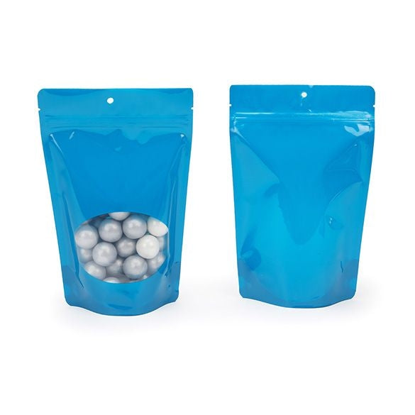 Stazakken Blauw met ovaal Venster 14,9x8,9x23,2cm | 312 gram met rond ophanggat (100 stuks) [ZBGO7BLH]