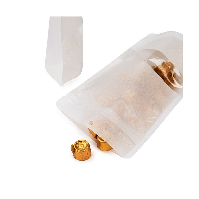 Mileuvriendelijk Stazakken Rijstpapier Wit Rechthoek venster en Ophanggat 13x7,9x20,6 cm (100 Stuks) [ZBGRC3W]