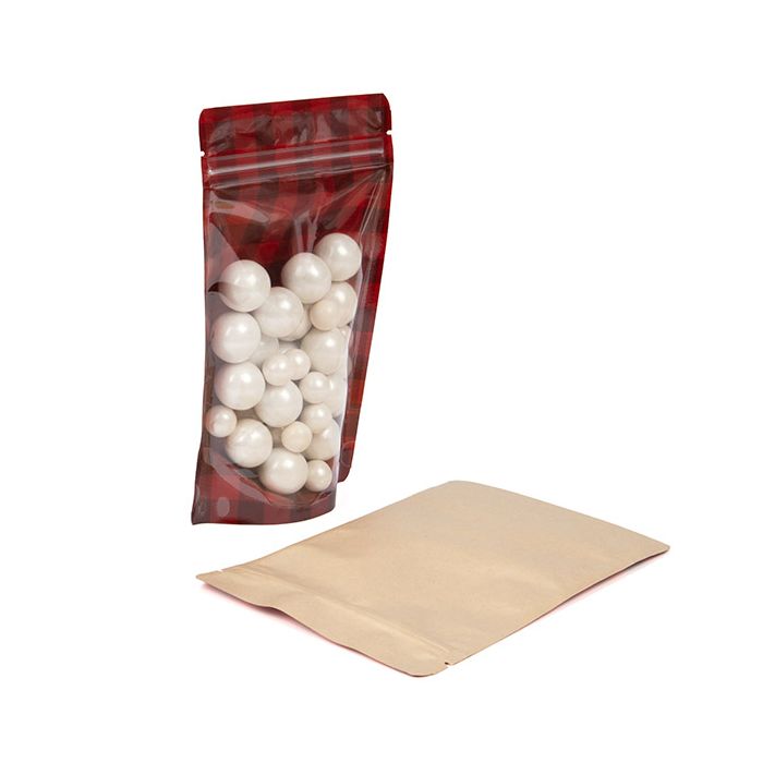 Stazakken Transparant/Rood Met Ruitjes Patroon 13x7,9x20,6 cm (25 Stuks) [ZBGSW3RP]