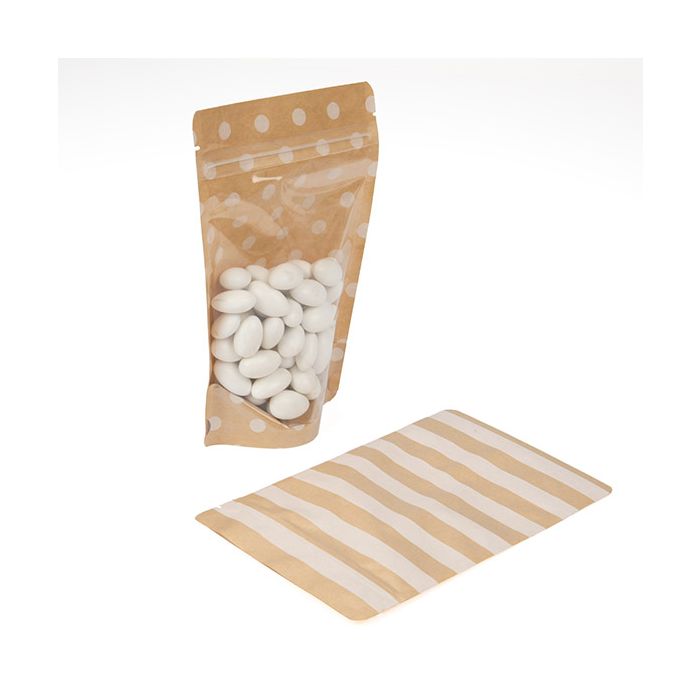 Stazakken Transparant/Kraft Met Stippen Patroon 13x7,9x20,6 cm (25 Stuks) [ZBGSW3SD]