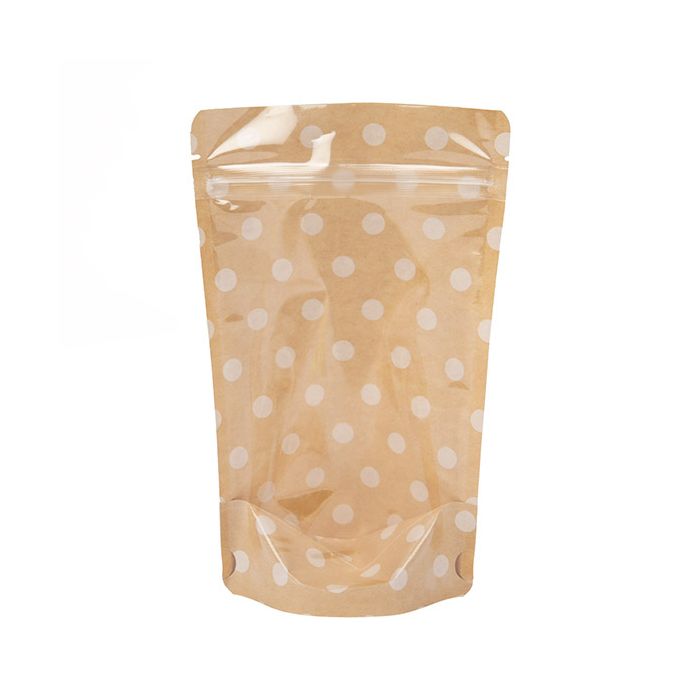 Stand Up Pouches Transparent/Kraft with Dots Pattern 13x7,9x20,6 cm
