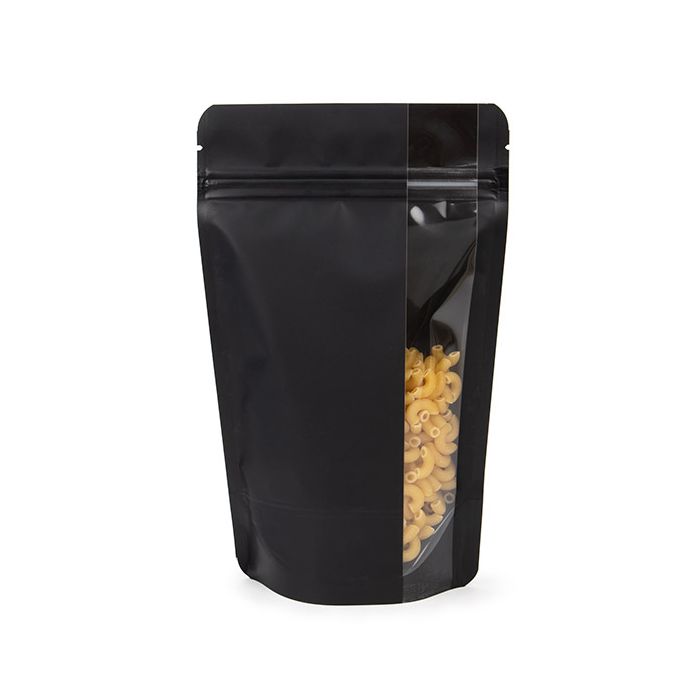 Stazakken Mat Zwart Met Verticaal Venster 13x7,9x20,6 cm (100 Stuks) [ZBGV3MB]