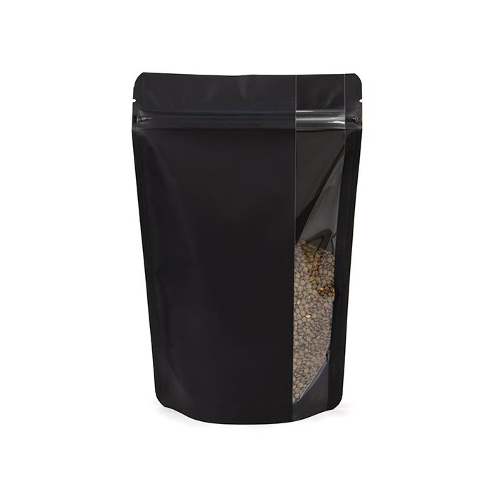 Stazakken Mat Zwart Met Verticaal Venster 14,9x8,9x23,2 cm (100 Stuks) [ZBGV7MB]