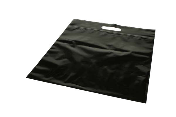 Draagtassen Plastic Zwart 22,9x8,2x18,4cm 75 Micron met Gripsluiting (100 stuks) [ZH13BK5]
