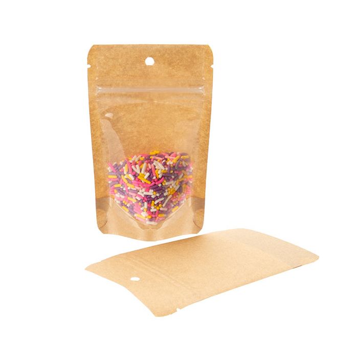 Stazakken Transparant/Kraft 8x5x13cm Met Ophanggat (100 stuks) [ZBGKC1H]