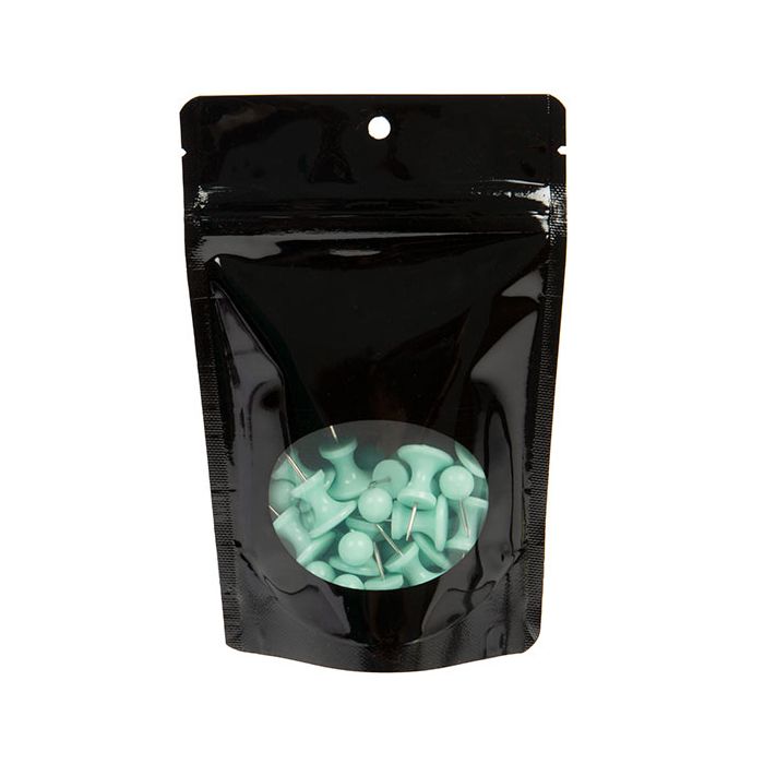 Stand Up Pouches Black With Oval Window 10,2x6x15,2cm With Hanghole