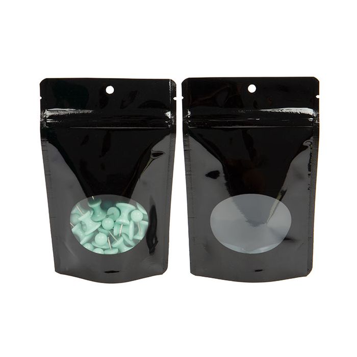 Stazakken Zwart Met Ovaal Venster 10,2x6x15,2cm Met Ophanggat (100 Stuks) [ZBGO2BH]