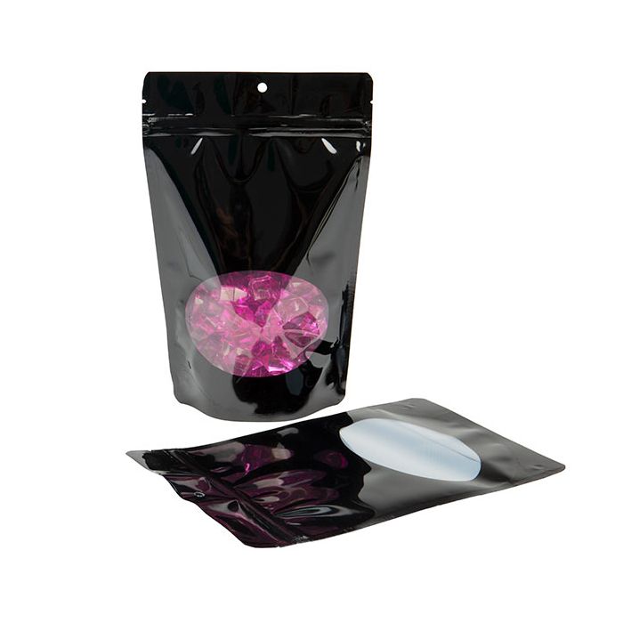 Stazakken Zwart Met Ovaal Venster 14,9x8,9x23,2cm Met Ophanggat (100 Stuks) [ZBGO7BH]