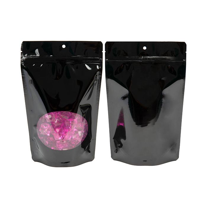 Stazakken Zwart Met Ovaal Venster 14,9x8,9x23,2cm Met Ophanggat (100 Stuks) [ZBGO7BH]