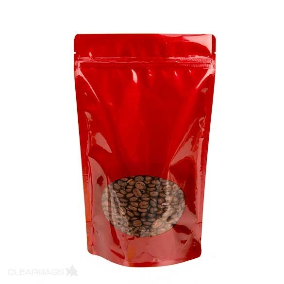 Stand Up Pouches Red with oval Window 17x9x28.5cm | 340 grams