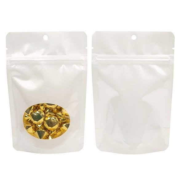 Stazakken Parelmoer Wit met ovaal Venster 10,2x6x15,2cm met rond ophanggat (100 stuks) [ZBGO2PH]