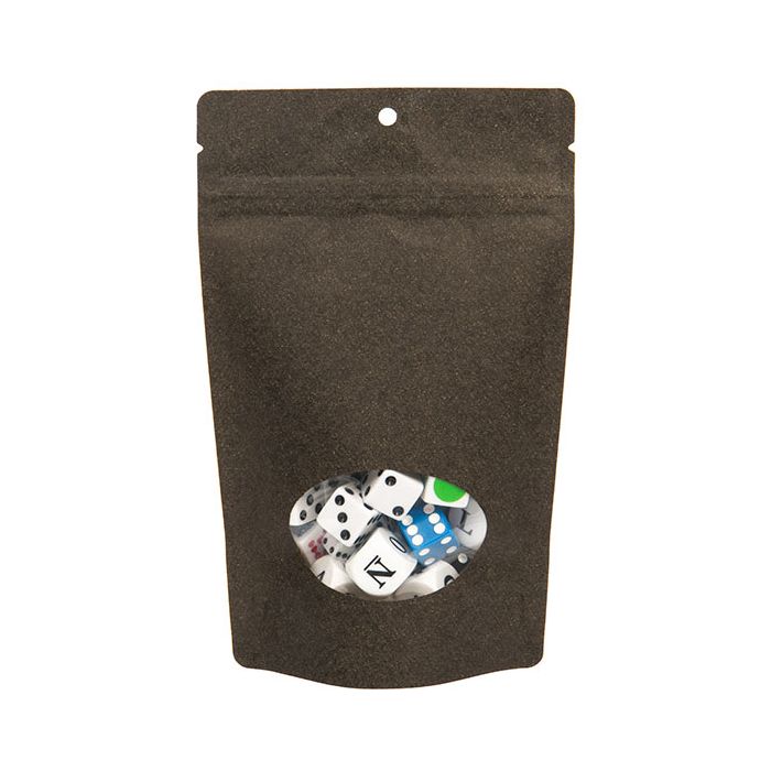Stand Up Pouches Kraft Black with oval Window 13x8x20.5cm with hanghole | 113 grams