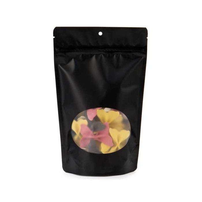 Stazakken Mat Zwart met Ovaal Venster 14.9x8.9x23.2 cm met Rond ophanggat (100 stuks) [ZBGO7MBH]