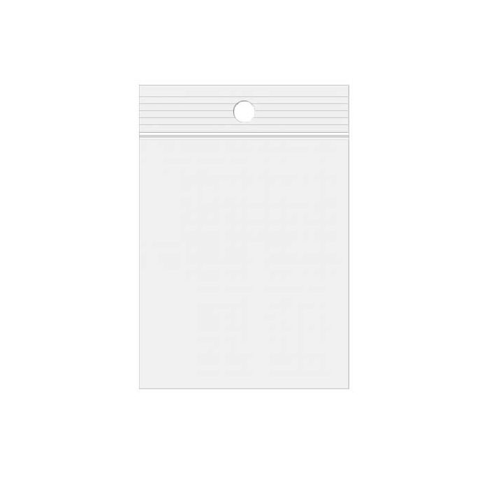 Grip Seal Bags with Hang hole 7.5x10cm Crystal Clear PP 50 micron