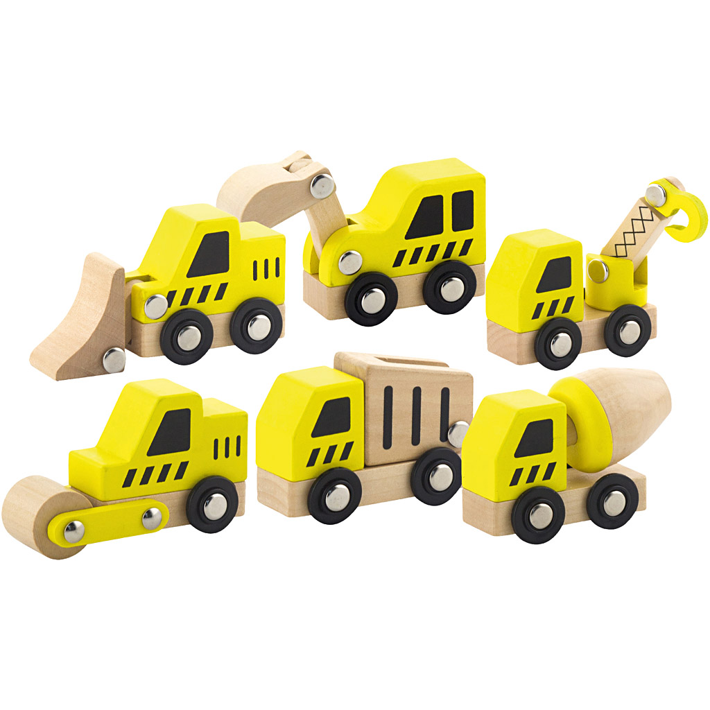 Afbeelding van VIGA mini-auto's, gravers en bouwvoertuigen, afm 7-9 cm, 6 onderdelen/ 1 set | Speelgoed Houten Producten Decoratiematerialen Hobbyproducten | 8719346290694