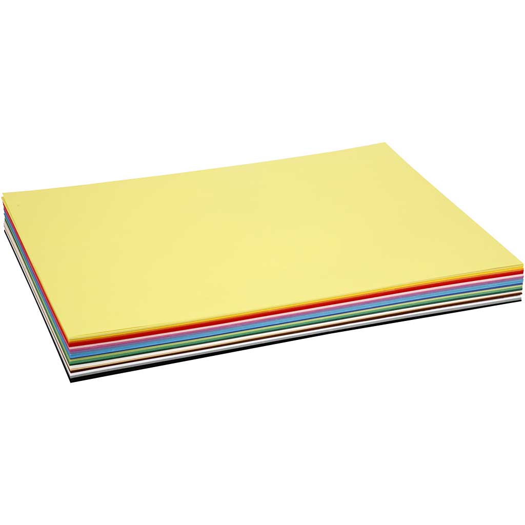 Gekleurd karton, diverse kleuren, A2, 420x600 mm, 180 gr, 20 div vellen/ 1 doos