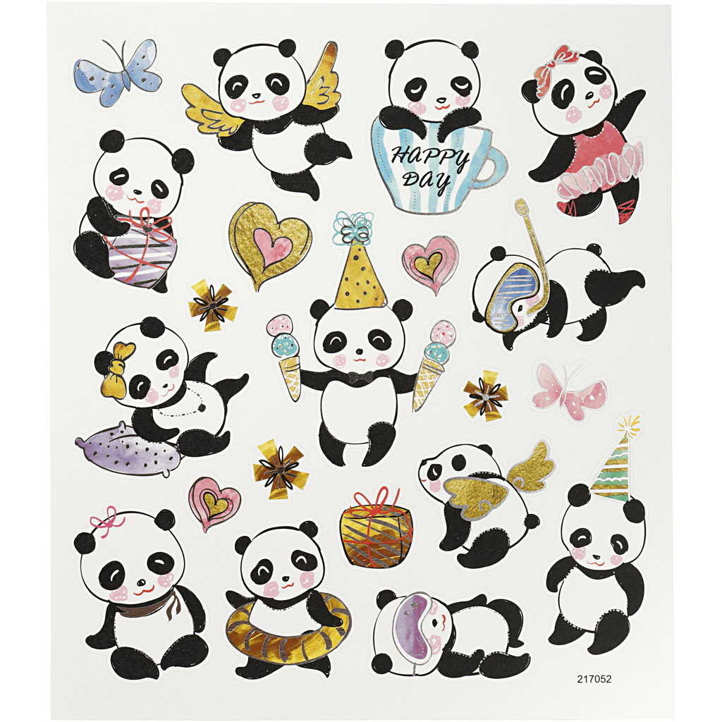 Afbeelding van Stickers, panda's, 15x16,5 cm, 1 vel | Fancy Stickers Foliekarton Stickers en kleine decoratieve artikelen | 8719346246066