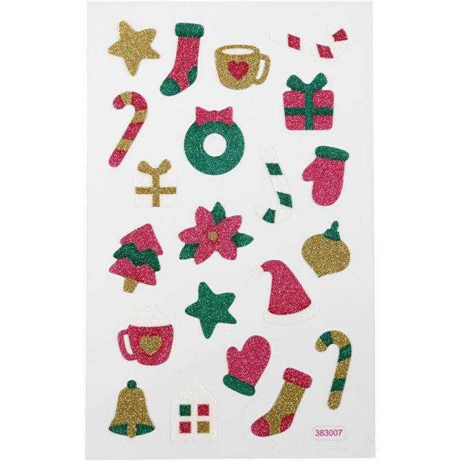 Afbeelding van Glitter stickers, Kerst, 10x16 cm, 1 vel | Fancy Stickers Karton & Papier Decoraties Stickers en kleine decoratieve artikelen Kerst | 8719346249548