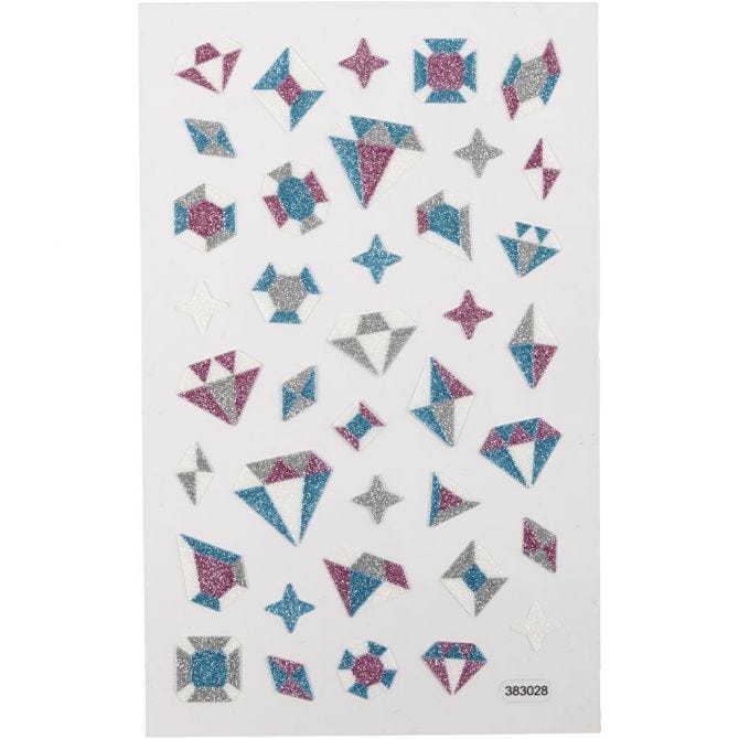 Afbeelding van Glitter stickers, diamanten, 10x16 cm, 1 vel | Fancy Stickers Karton & Papier Decoraties Stickers en kleine decoratieve artikelen | 8719346250599