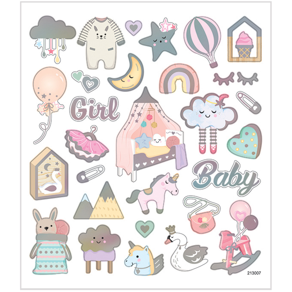 Afbeelding van Stickers, baby girl, 15x16,5 cm, 1 vel | Fancy Stickers Foliekarton Stickers en kleine decoratieve artikelen | 8719346225030