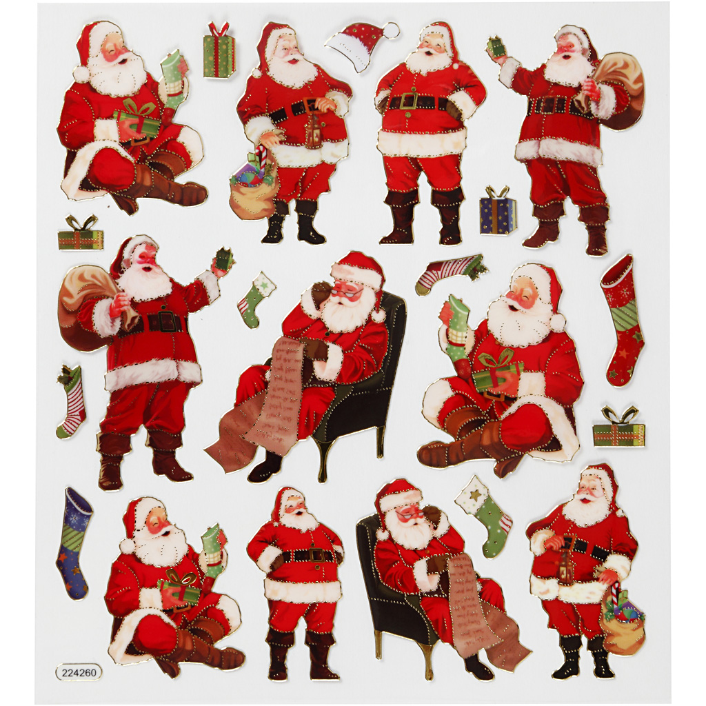 Afbeelding van Stickers, klassieke kerstman, 15x16,5 cm, 1 vel | Fancy Stickers Foliekarton Stickers en kleine decoratieve artikelen Kerst | 8719346237057