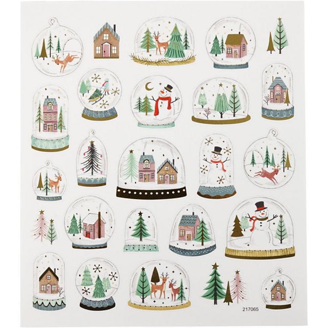 Afbeelding van Stickers, sneeuwbollen, 15x16,5 cm, 1 vel | Fancy Stickers Foliekarton Stickers en kleine decoratieve artikelen Kerst | 8719346249630