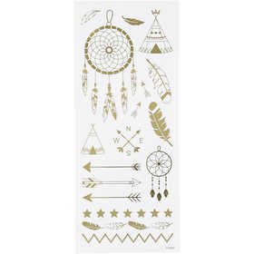 Afbeelding van Stickers, indianen, 10x24 cm, goud, 1 vel | Diverse Foliekarton Decoraties Foliekarton Stickers en kleine decoratieve artikelen | 8719346103628