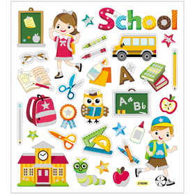 Afbeelding van Stickers, school, 15x16,5 cm, 1 vel | Fancy Stickers Foliekarton Stickers en kleine decoratieve artikelen | 8719346103888