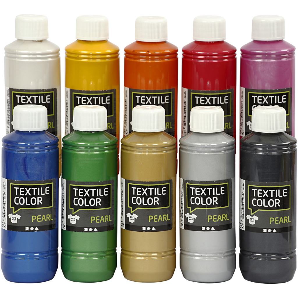 Textile Color, diverse kleuren, parelmoer, 10x250 ml/ 1 doos